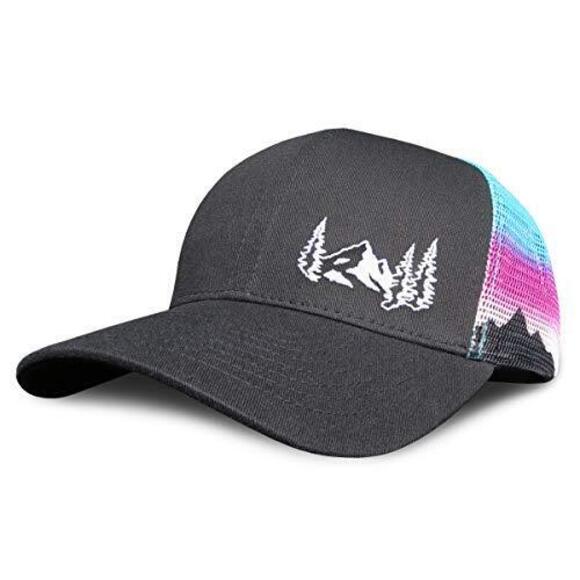 BEACH TRUCKER HATS FOR WOMEN- SNAPBACK BASEBALL CAP FOR SUMMER (MOUNTAIN MESH